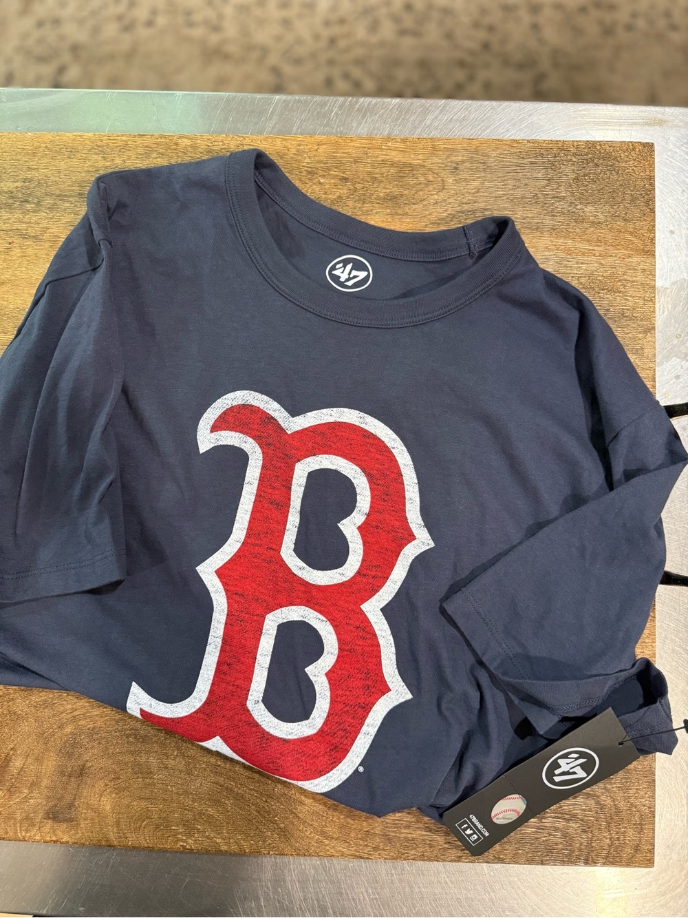 47 Navy Short Sleeve Tee with Red Boston B Logo